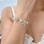Ocean vacation style starfish versatile set, handmade small fresh pearl alloy necklace