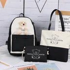 College style backpack bear backpack Girls high school student schoolbag three piece set