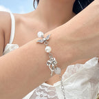 Ocean vacation style starfish versatile set, handmade small fresh pearl alloy necklace