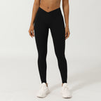 Cross V-shaped yoga cropped pants without T-line peach hip lifting fitness pants quick drying sports pants