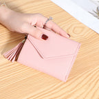 New women's wallet with multiple card slots, Su Liu short card bag, Korean version, small fresh leather wallet, wallet