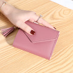 New women's wallet with multiple card slots, Su Liu short card bag, Korean version, small fresh leather wallet, wallet