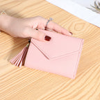New women's wallet with multiple card slots, Su Liu short card bag, Korean version, small fresh leather wallet, wallet