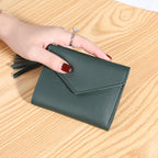 New women's wallet with multiple card slots, Su Liu short card bag, Korean version, small fresh leather wallet, wallet