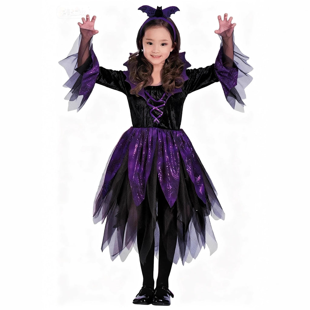 Cosplay Costume Children's Halloween Outfit Witch Costume Diamond Velvet Fairy Dress